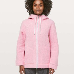 Lululemon Women's Heathered Pink Haze So Sherpa Hooded Fleece Jacket Size M